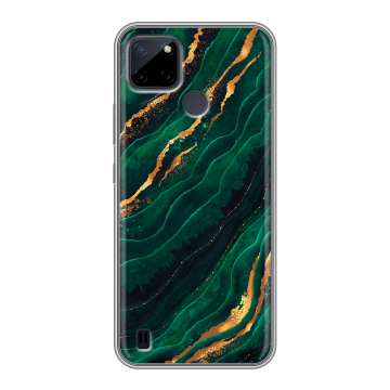 Силиконовый чехол на Realme C21Y с принтом Мрамор зеленое золото Силиконовый чехол на Realme C21Y с принтом Мрамор зеленое золото