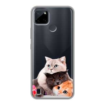 Силиконовый чехол на Realme C21Y с принтом Кошки Силиконовый чехол на Realme C21Y с принтом Кошки