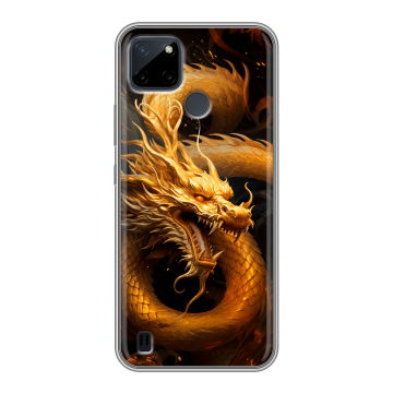 Силиконовый чехол на Realme C21Y с принтом Золотой дракон Силиконовый чехол на Realme C21Y с принтом Золотой дракон
