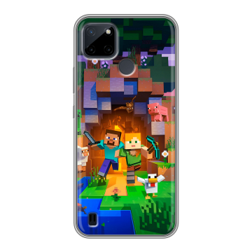Силиконовый чехол на Realme C21Y с принтом Майнкрафт Minecraft Силиконовый чехол на Realme C21Y с принтом Майнкрафт Minecraft