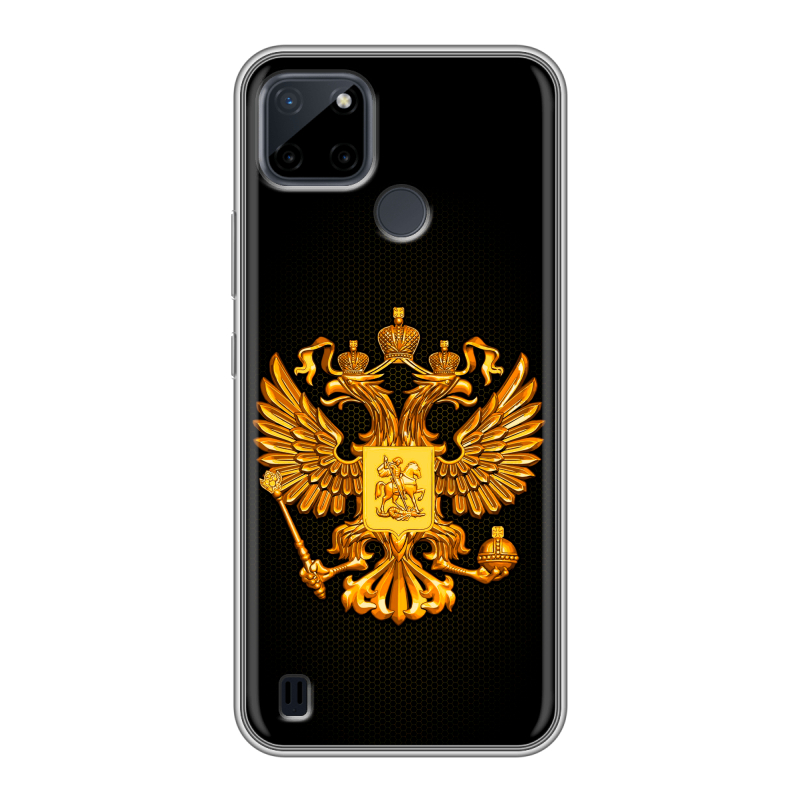 Силиконовый чехол на Realme C21Y с принтом Герб России желтый Силиконовый чехол на Realme C21Y с принтом Герб России желтый