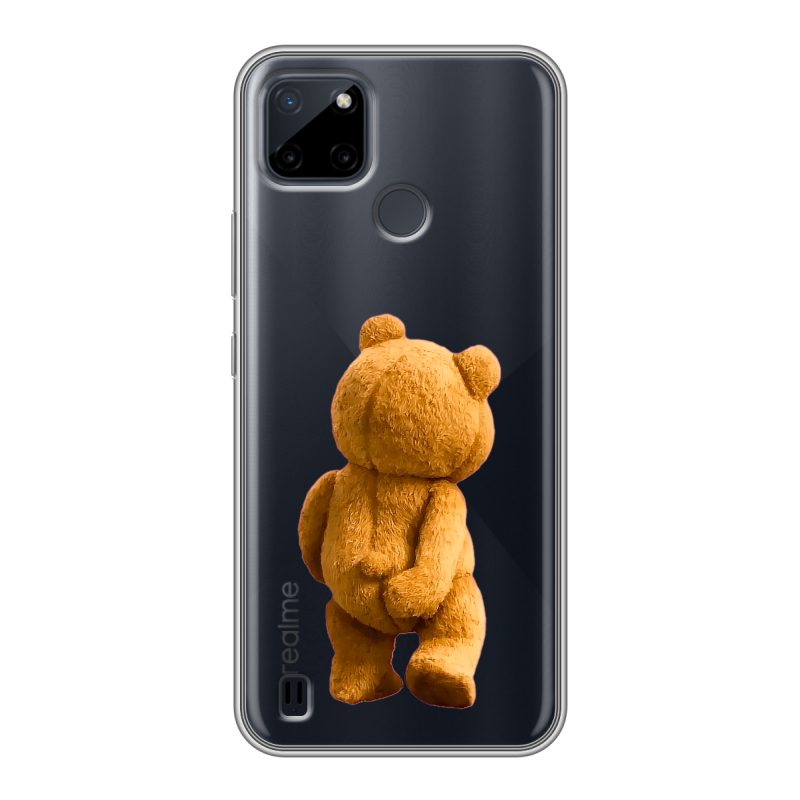 Силиконовый противоударный чехол на Realme C21Y с принтом Медведь Силиконовый противоударный чехол на Realme C21Y с принтом Медведь