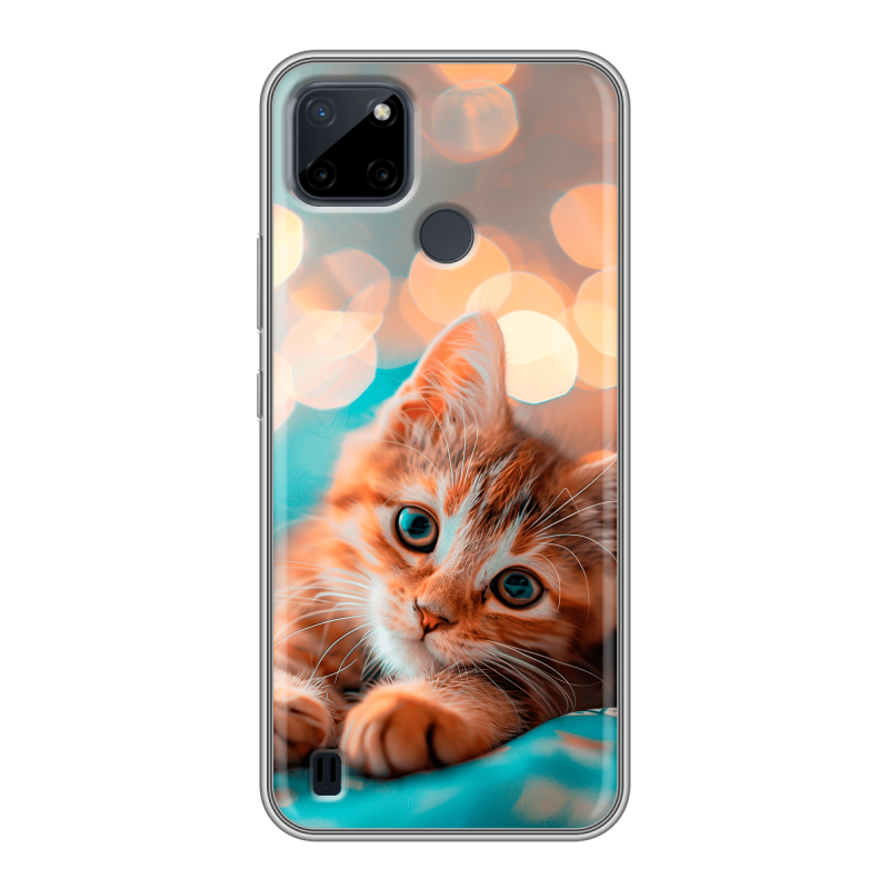 Силиконовый чехол на Realme C21Y с принтом котик Силиконовый чехол на Realme C21Y с принтом котик