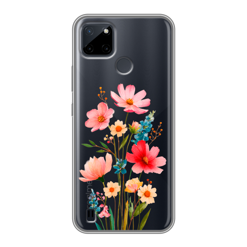 Силиконовый чехол на Realme C21Y с принтом Цветы Силиконовый чехол на Realme C21Y с принтом Цветы