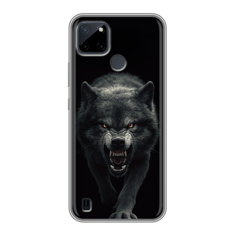 Силиконовый противоударный чехол на Realme C21Y с принтом Волк Силиконовый противоударный чехол на Realme C21Y с принтом Волк