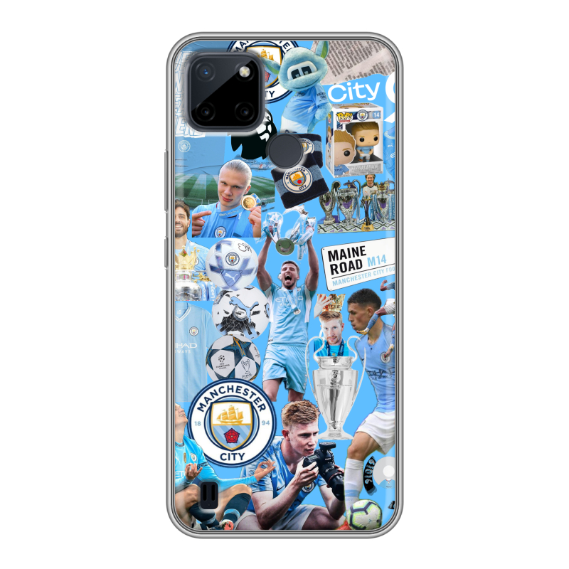 Силиконовый противоударный чехол на Realme C21Y с принтом Man City Манчестер Сити Силиконовый противоударный чехол на Realme C21Y с принтом Man City Манчестер Сити