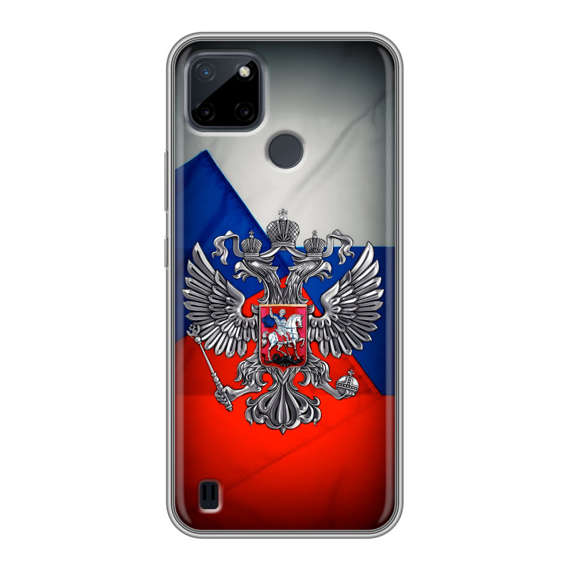 Силиконовый чехол на Realme C21Y с принтом Флаг России Силиконовый чехол на Realme C21Y с принтом Флаг России