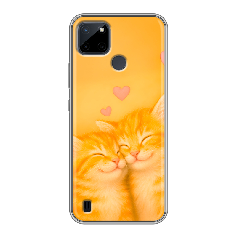 Силиконовый противоударный чехол на Realme C21Y с принтом Милые котята Силиконовый противоударный чехол на Realme C21Y с принтом Милые котята