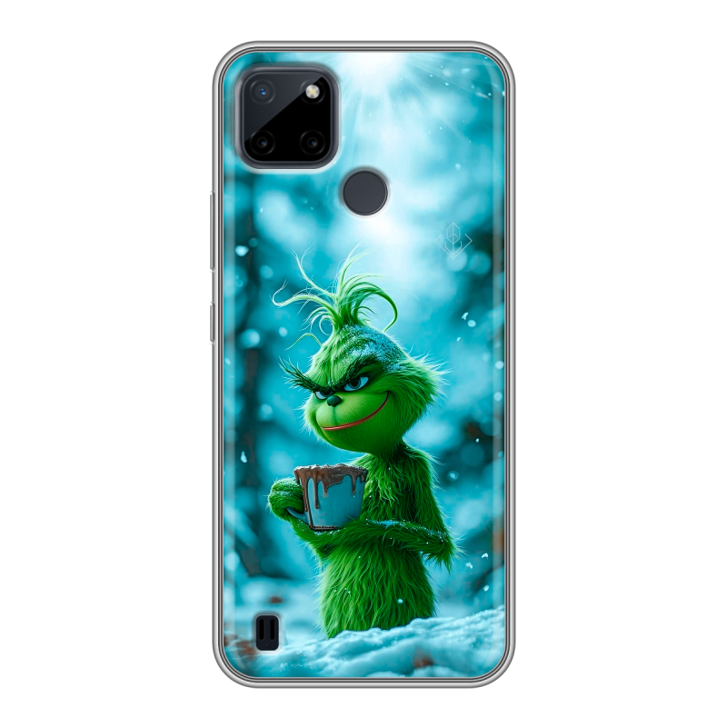 Силиконовый чехол на Realme C21Y с принтом Новый год гринч Силиконовый чехол на Realme C21Y с принтом Новый год гринч