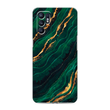 Силиконовый чехол на OPPO Reno6 с принтом Мрамор зеленое золото Силиконовый чехол на OPPO Reno6 с принтом Мрамор зеленое золото