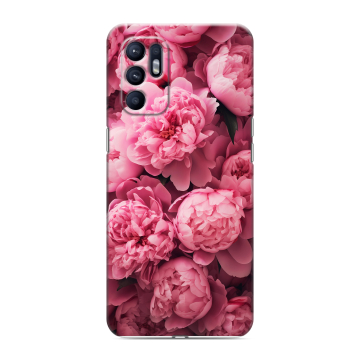 Силиконовый чехол на OPPO Reno6 с принтом цветы пионы