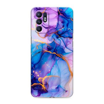 Силиконовый чехол на OPPO Reno6 с принтом синий мрамор
