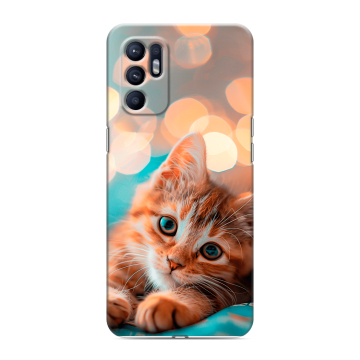 Силиконовый чехол на OPPO Reno6 с принтом котик