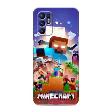 Силиконовый чехол на OPPO Reno6 с принтом Майнкрафт Minecraft