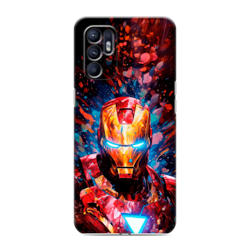 Силиконовый чехол на OPPO Reno6 с принтом Железный человек Ironman