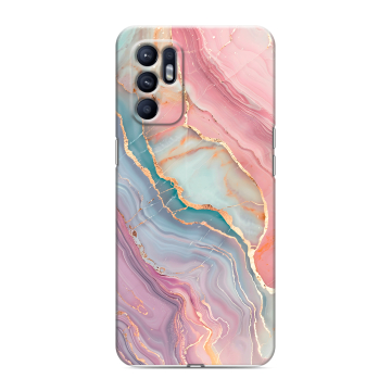 Силиконовый чехол на OPPO Reno6 с принтом розовый мрамор