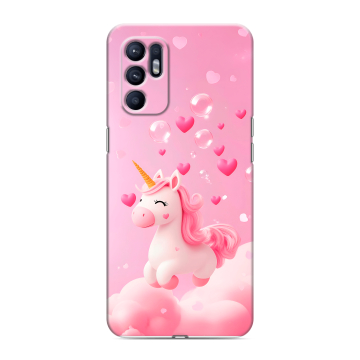 Силиконовый чехол на OPPO Reno6 с принтом Единорог Силиконовый чехол на OPPO Reno6 с принтом Единорог