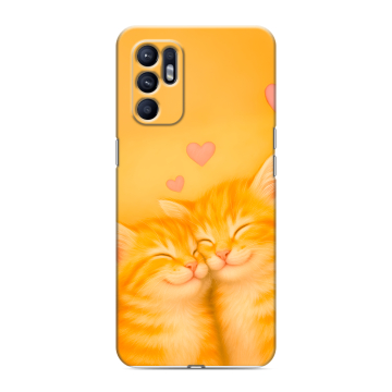Силиконовый чехол на OPPO Reno6 с принтом Милые котята