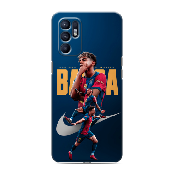 Силиконовый чехол на OPPO Reno6 с принтом Барселона Barca Yamal 