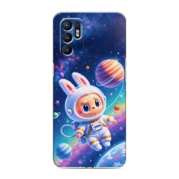 Силиконовый чехол на OPPO Reno6 с принтом Labubu Лабубу
