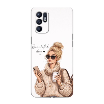 Силиконовый чехол на OPPO Reno6 с принтом женский