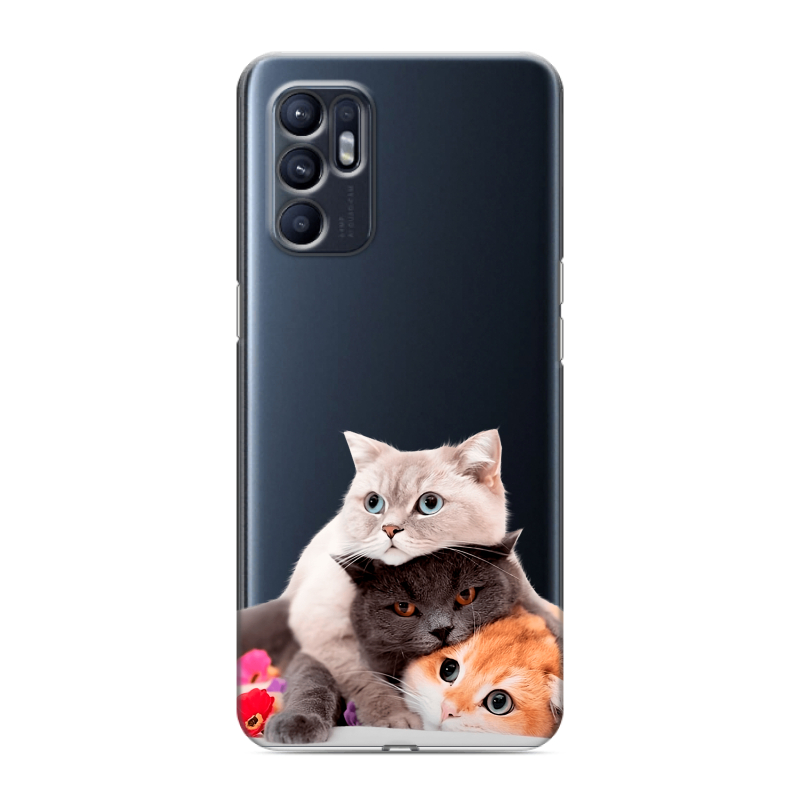 Силиконовый чехол на OPPO Reno6 с принтом Кошки Силиконовый чехол на OPPO Reno6 с принтом Кошки