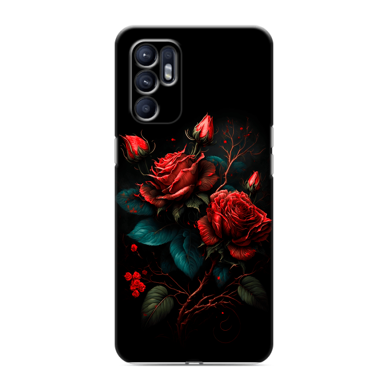 Силиконовый чехол на OPPO Reno6 с принтом Розы красные Силиконовый чехол на OPPO Reno6 с принтом Розы красные