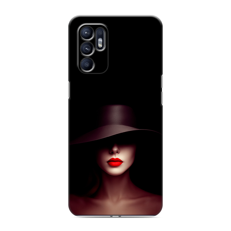 Силиконовый чехол на OPPO Reno6 с принтом Девушка в шляпе Силиконовый чехол на OPPO Reno6 с принтом Девушка в шляпе