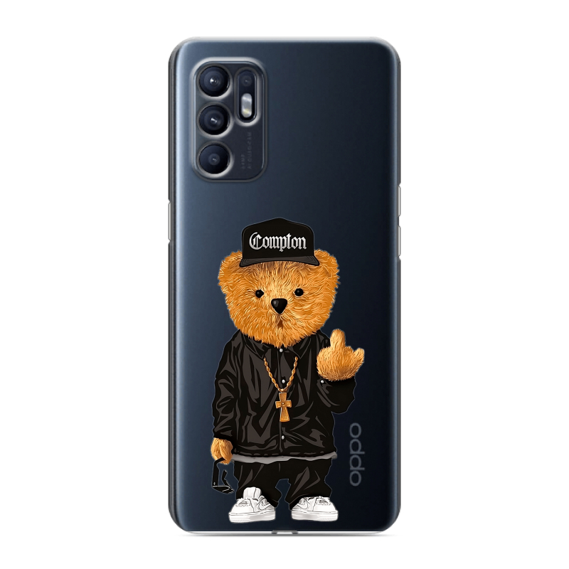 Силиконовый противоударный чехол на OPPO Reno6 с принтом Плюшевый медведь Силиконовый противоударный чехол на OPPO Reno6 с принтом Плюшевый медведь