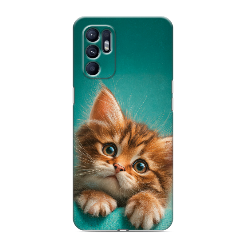 Силиконовый чехол на OPPO Reno6 с принтом котенок Силиконовый чехол на OPPO Reno6 с принтом котенок