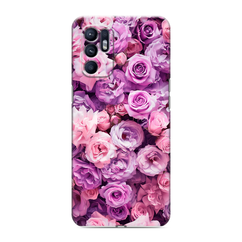 Силиконовый чехол на OPPO Reno6 с принтом лавандовые розы Силиконовый чехол на OPPO Reno6 с принтом лавандовые розы