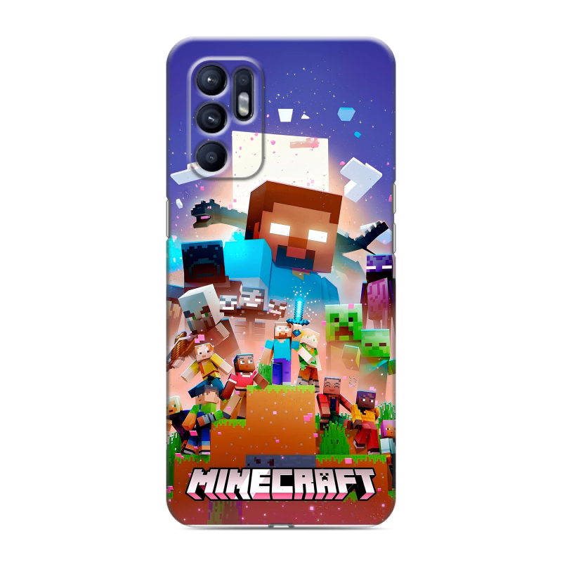 Силиконовый противоударный чехол на OPPO Reno6 с принтом Майнкрафт Minecraft Силиконовый противоударный чехол на OPPO Reno6 с принтом Майнкрафт Minecraft
