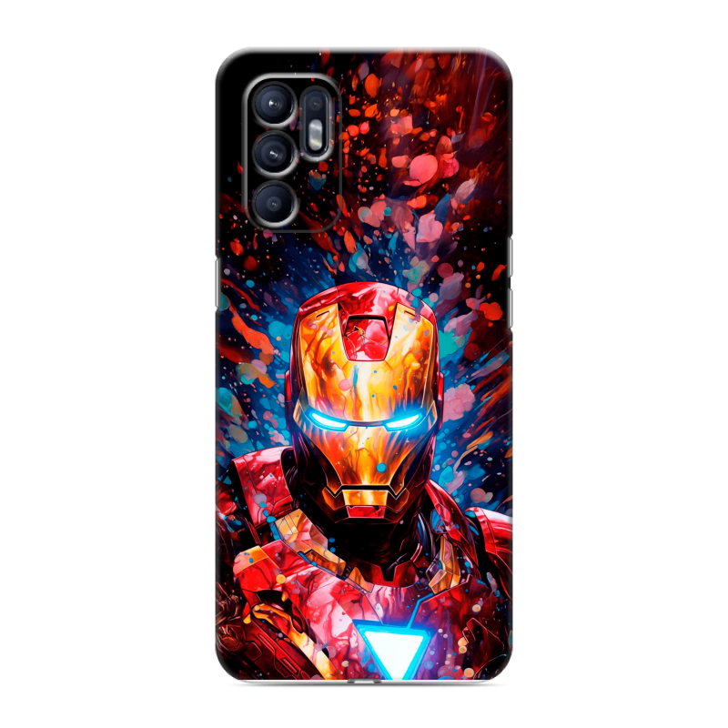 Силиконовый чехол на OPPO Reno6 с принтом Железный человек Ironman Силиконовый чехол на OPPO Reno6 с принтом Железный человек Ironman