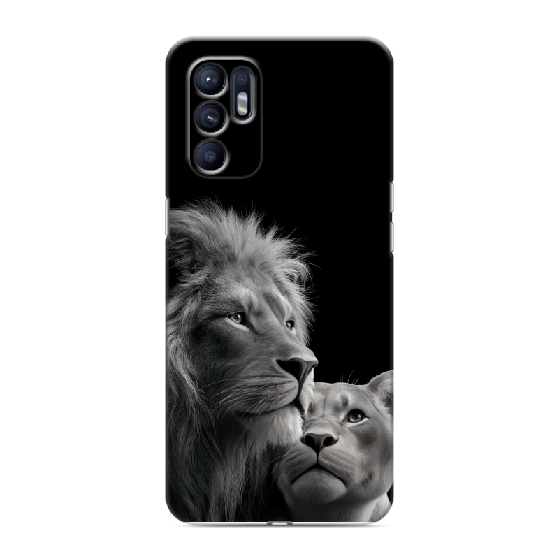 Силиконовый чехол на OPPO Reno6 с принтом Лев кошки Силиконовый чехол на OPPO Reno6 с принтом Лев кошки