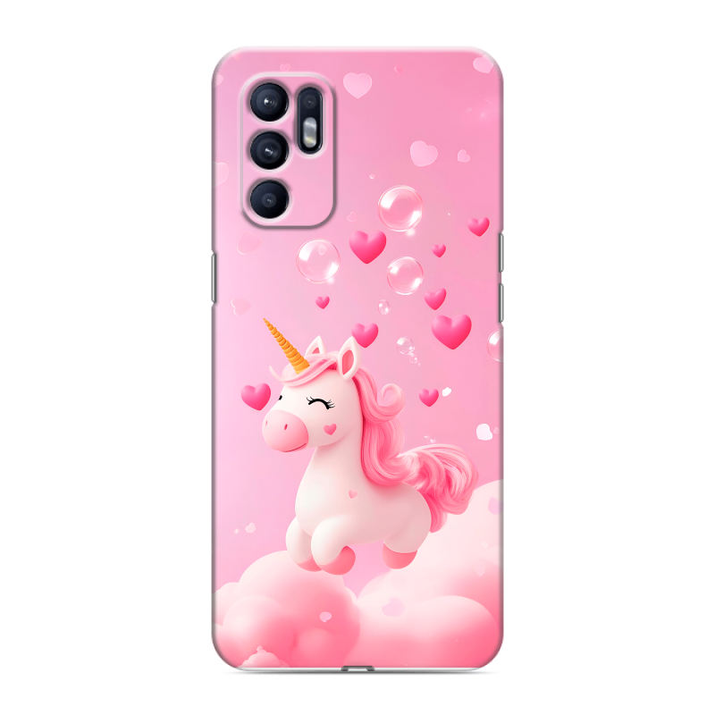 Силиконовый чехол на OPPO Reno6 с принтом Единорог Силиконовый чехол на OPPO Reno6 с принтом Единорог
