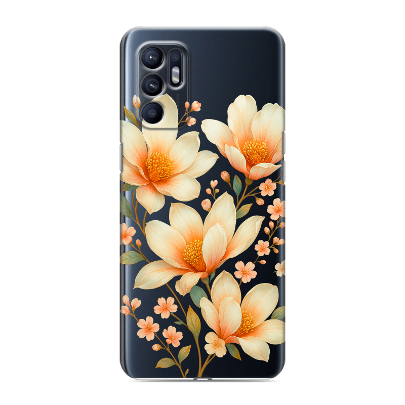 Силиконовый чехол на OPPO Reno6 с принтом Цветы Силиконовый чехол на OPPO Reno6 с принтом Цветы