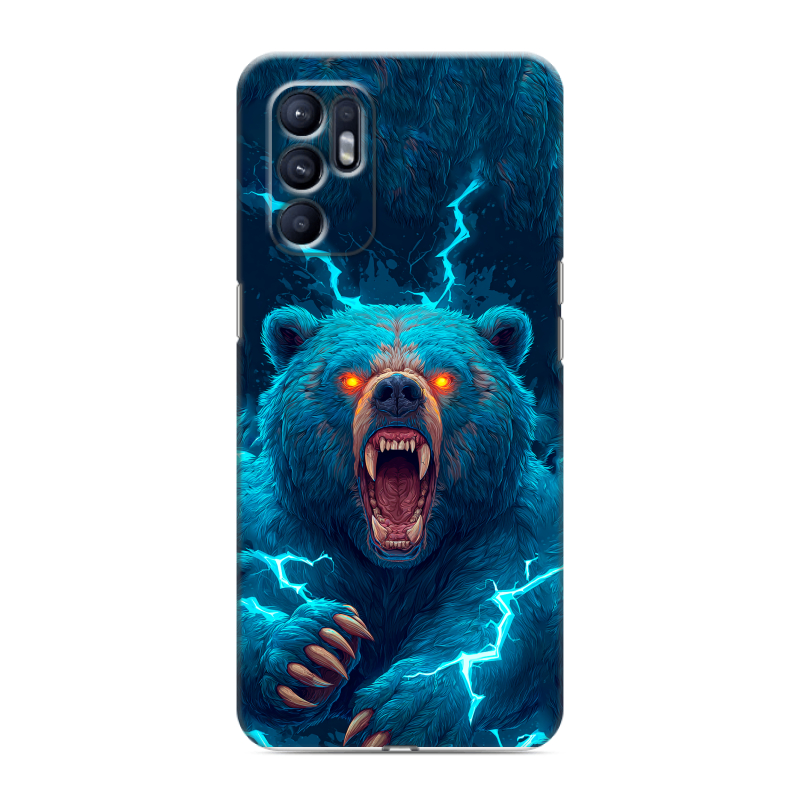 Силиконовый чехол на OPPO Reno6 с принтом Медведь Силиконовый чехол на OPPO Reno6 с принтом Медведь