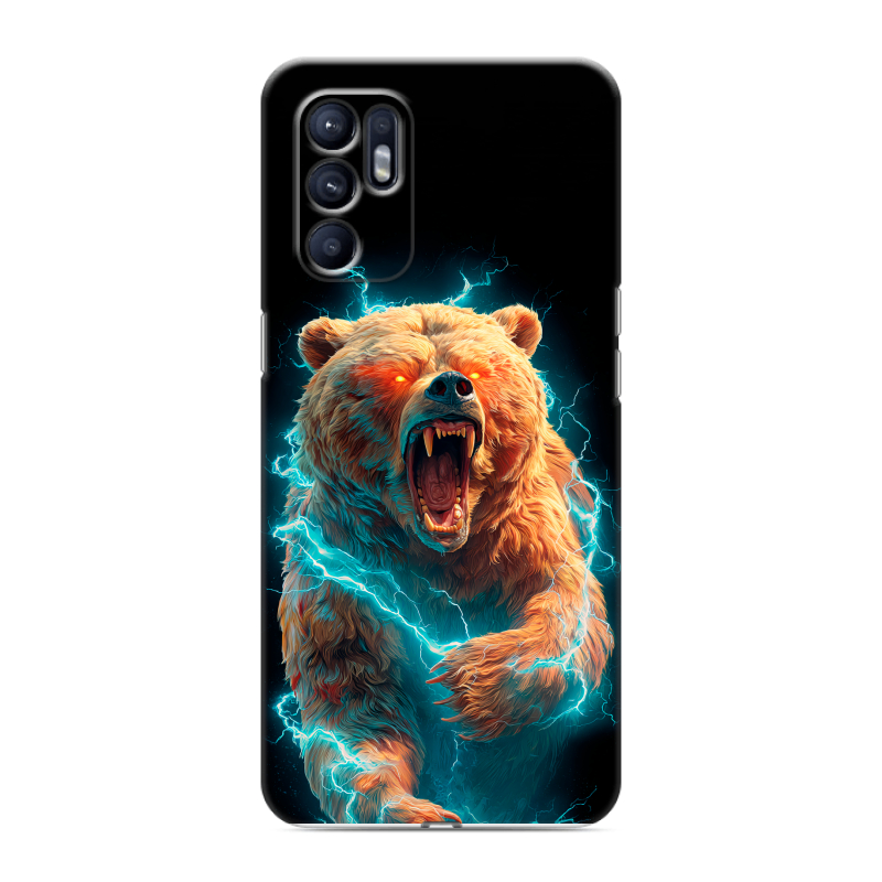 Силиконовый чехол на OPPO Reno6 с принтом Медведь Силиконовый чехол на OPPO Reno6 с принтом Медведь