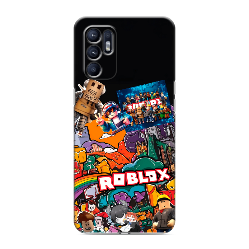 Силиконовый противоударный чехол на OPPO Reno6 с принтом Roblox Роблокс Силиконовый противоударный чехол на OPPO Reno6 с принтом Roblox Роблокс