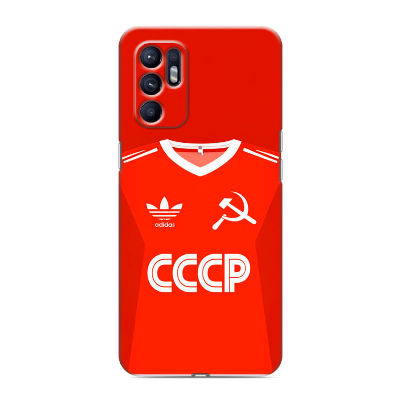 Силиконовый противоударный чехол на OPPO Reno6 с принтом Флаг Герб СССР Силиконовый противоударный чехол на OPPO Reno6 с принтом Флаг Герб СССР