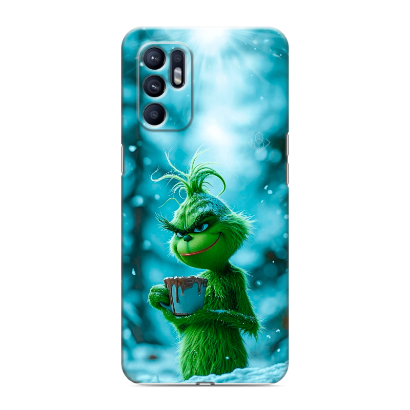Силиконовый противоударный чехол на OPPO Reno6 с принтом Новый год гринч Силиконовый противоударный чехол на OPPO Reno6 с принтом Новый год гринч