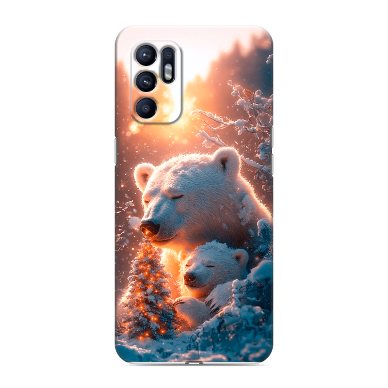 Силиконовый противоударный чехол на OPPO Reno6 с принтом Новый год Силиконовый противоударный чехол на OPPO Reno6 с принтом Новый год