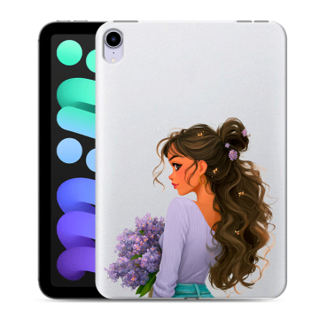 Силиконовый чехол на Ipad Mini (2021) с принтом девушка цветы