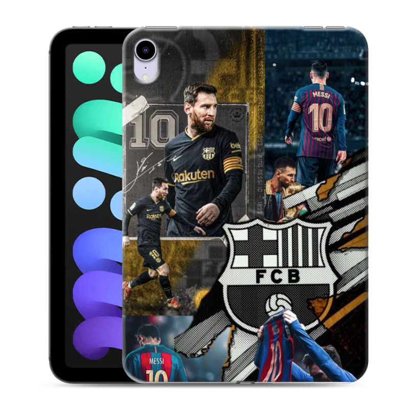 Силиконовый противоударный чехол на Ipad Mini (2021) с принтом Messi Barcelona Силиконовый противоударный чехол на Ipad Mini (2021) с принтом Messi Barcelona