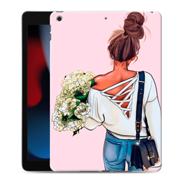 Силиконовый чехол на планшета Ipad 10.2 (2021) с принтом Девушка и букет Силиконовый чехол на планшета Ipad 10.2 (2021) с принтом Девушка и букет