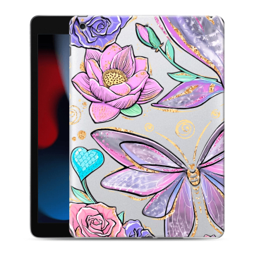 Силиконовый чехол на Ipad 10.2 (2021) с принтом Бабочки и цветы Силиконовый чехол на Ipad 10.2 (2021) с принтом Бабочки и цветы