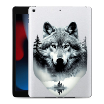 Силиконовый чехол на Ipad 10.2 (2021) с принтом Волк в лесу Силиконовый чехол на Ipad 10.2 (2021) с принтом Волк в лесу