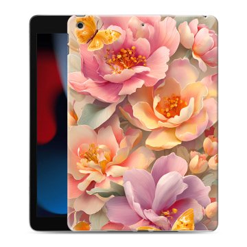 Силиконовый чехол на Ipad 10.2 (2021) с принтом Цветы и бабочки Силиконовый чехол на Ipad 10.2 (2021) с принтом Цветы и бабочки