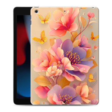 Силиконовый чехол на Ipad 10.2 (2021) с принтом Цветы и бабочки Силиконовый чехол на Ipad 10.2 (2021) с принтом Цветы и бабочки