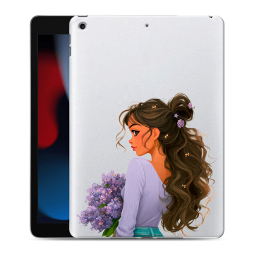 Силиконовый чехол на Ipad 10.2 (2021) с принтом девушка цветы Силиконовый чехол на Ipad 10.2 (2021) с принтом девушка цветы